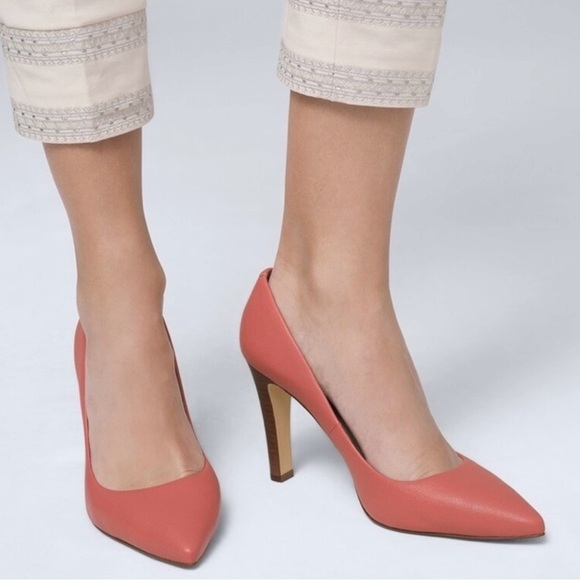 White House Black Market Abby Adobe Pink Leather Stiletto Pumps Size 10 Pointed - Picture 1 of 11